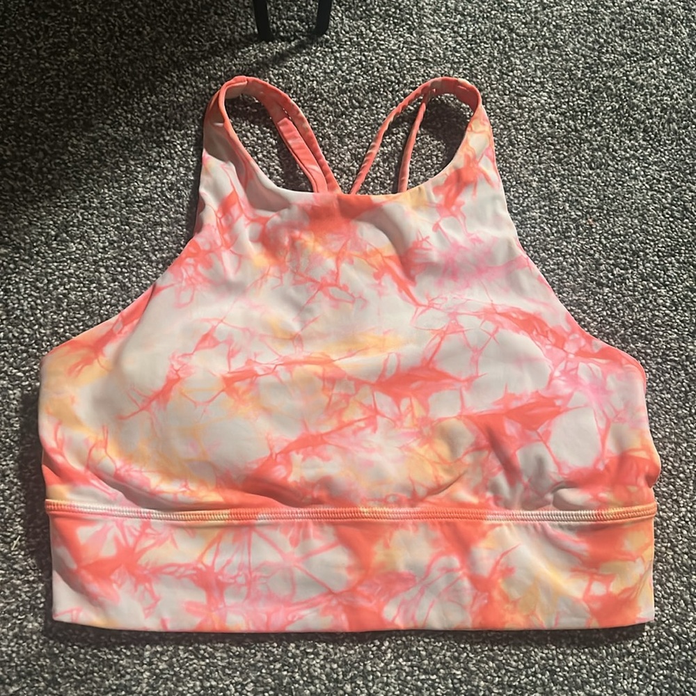 Energy Bra High Neck Long Line Shibori *Medium Support B-d Dual Shibori White